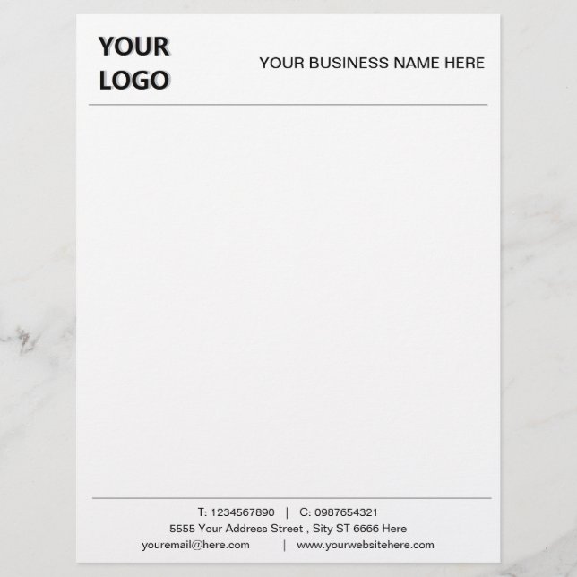 Personalized Business Logo Text Info Letterhead (Front)