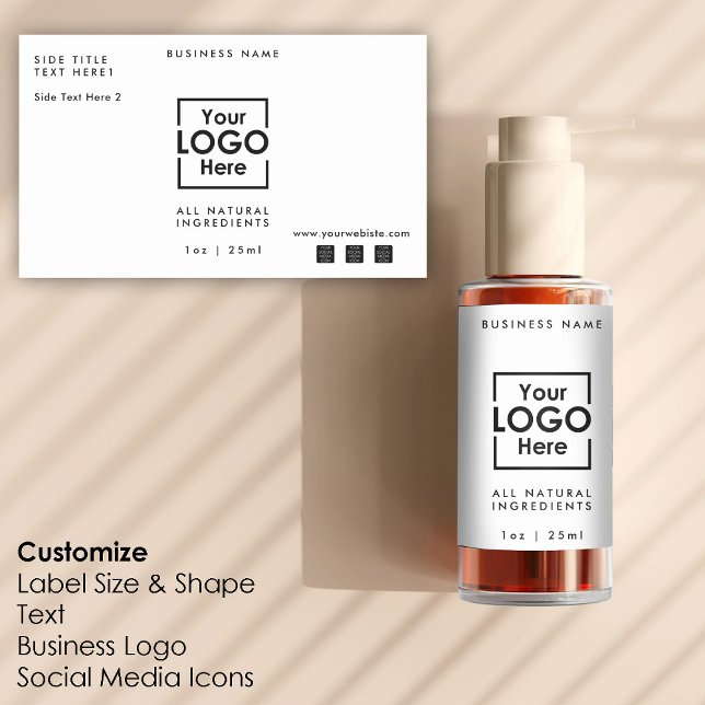 Personalized Business Logo & Text Template Label  (Simple Personalized Business Logo & Text Template Rectangular Sticker)