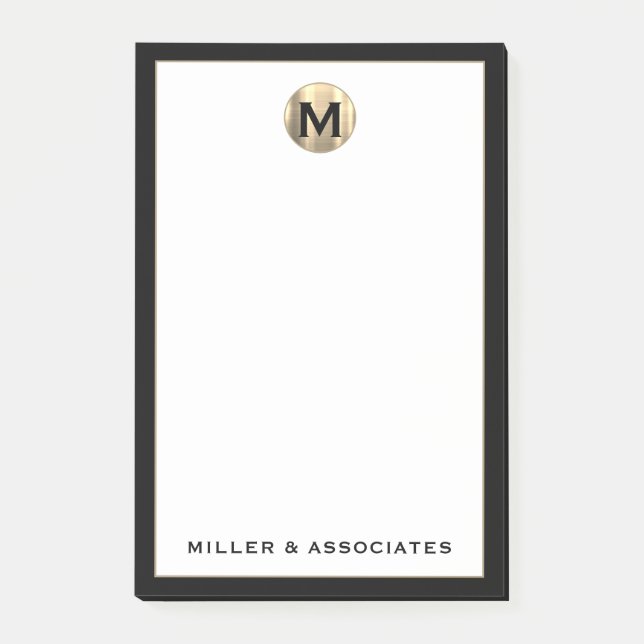 Personalized Business Luxury Monogram Initial Logo Post-it Notes (Front)