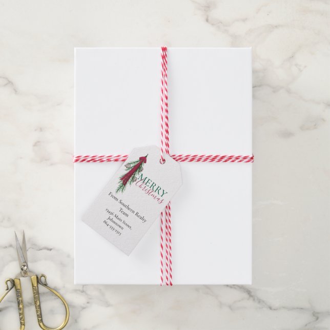 Personalized Business Merry Christmas Gift Tag (With Twine)