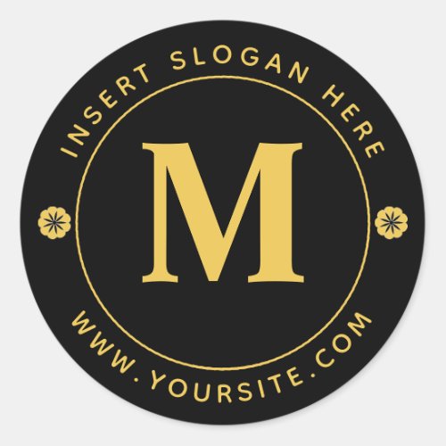 Personalized Business Monogram Gold Black Classic Round Sticker