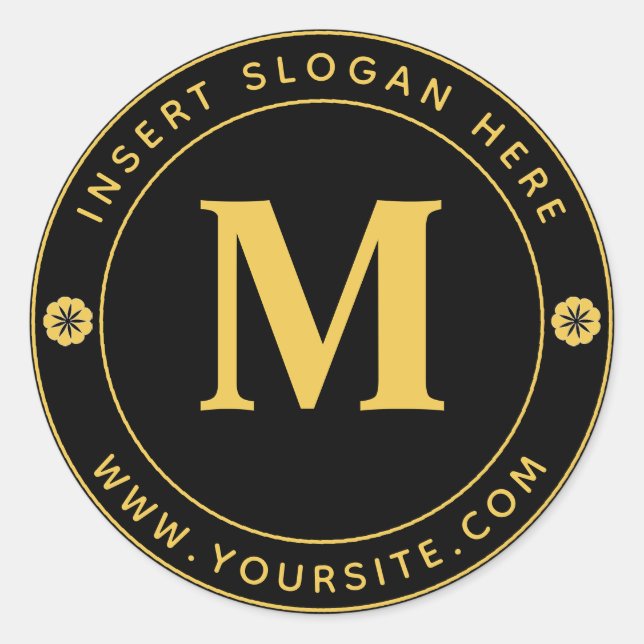 Personalized Business Monogram Gold Black Classic Round Sticker (Front)