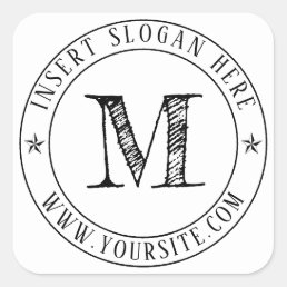 Personalized Business Monogram Round Square Sticker