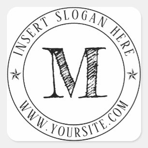 Personalized Business Monogram Round Square Sticker