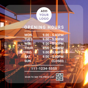 Personalized Business Opening Hours logo qr code  Window Cling