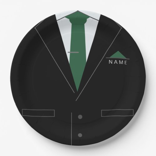 Personalized Business Party Paper Plates with Suit