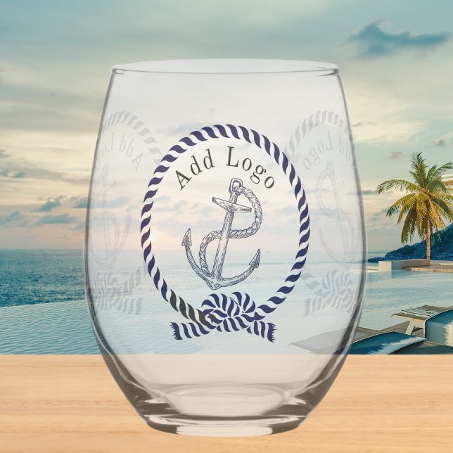 Personalized Business Promotional Add Logo Here Stemless Wine Glass (Creator Uploaded)