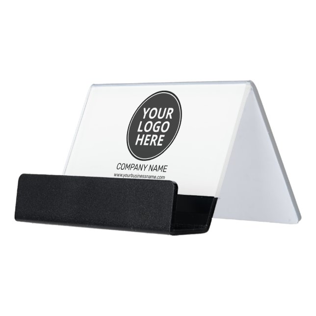 Personalized Business Promotional Logo Two-Tone Desk Business Card Holder (Angled Front)