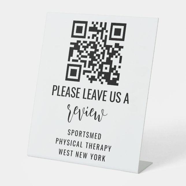 Personalized Business QR Code –  Leave a Review D Pedestal Sign (Front)