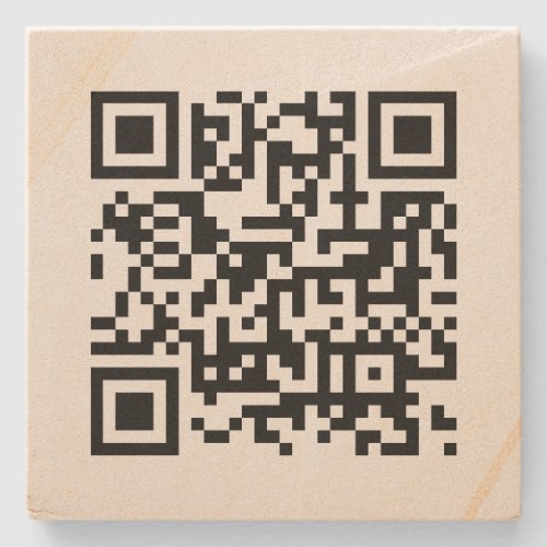 Personalized Business QR Code Template Sandstone Stone Coaster
