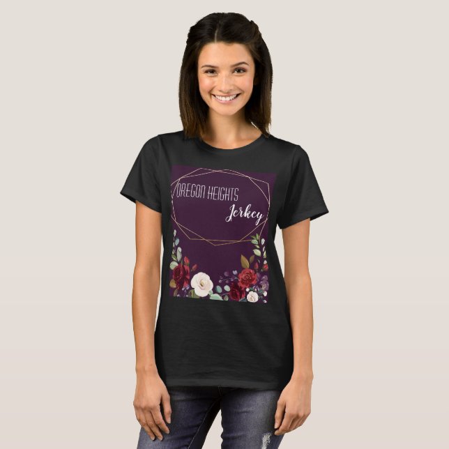 Personalized Business T-Shirt Plum Purple Roses Go (Front Full)