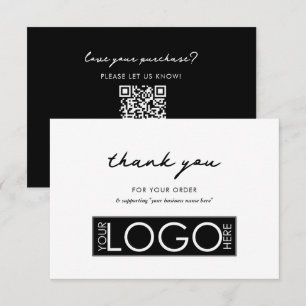 Personalized Business Thank You Logo Black White Card