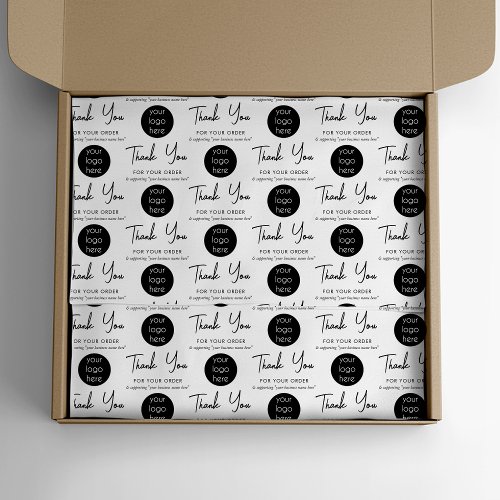 Personalized Business Thank You Logo Black White Tissue Paper