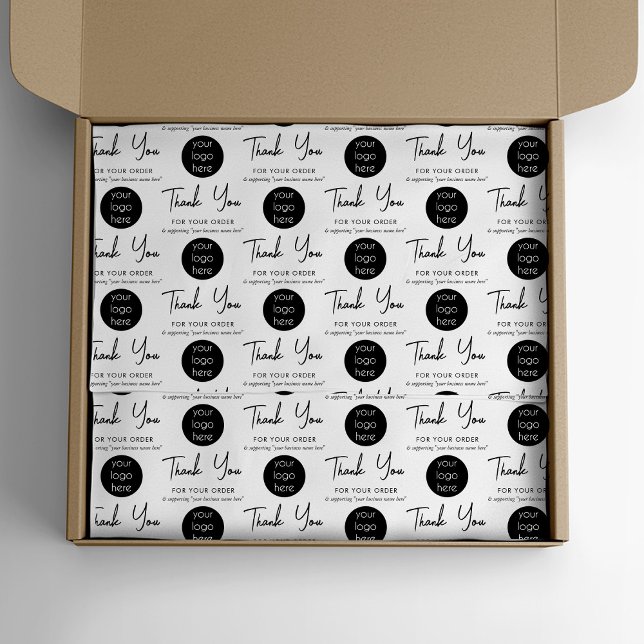 Personalized Business Thank You Logo Black White Tissue Paper (Creator Uploaded)