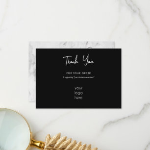 Personalized Business Thank You Logo Marble Black  Card