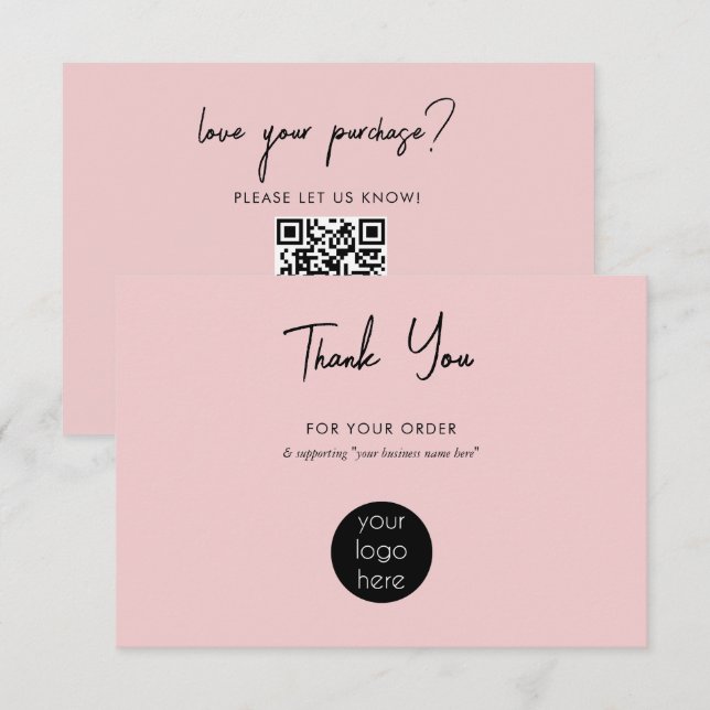 Personalized Business Thank You Logo Pink Card (Front/Back)
