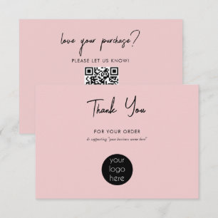 Personalized Business Thank You Logo Pink Card