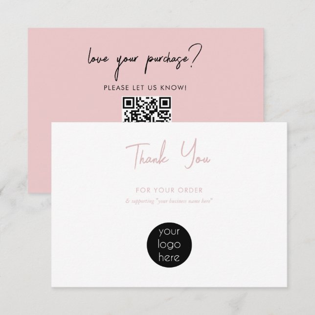 Personalized Business Thank You Logo Pink Card (Front/Back)