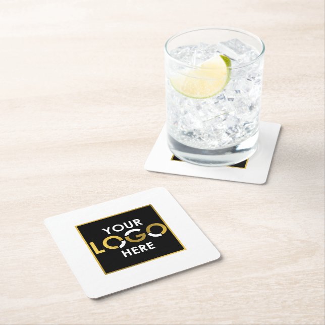 Personalized Business Your Logo Here Promotional Square Paper Coaster (Insitu)