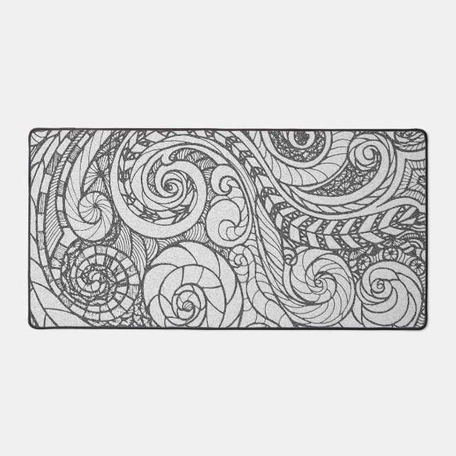 Personalized Busy Art Doodle Design Desk Mat (Front)