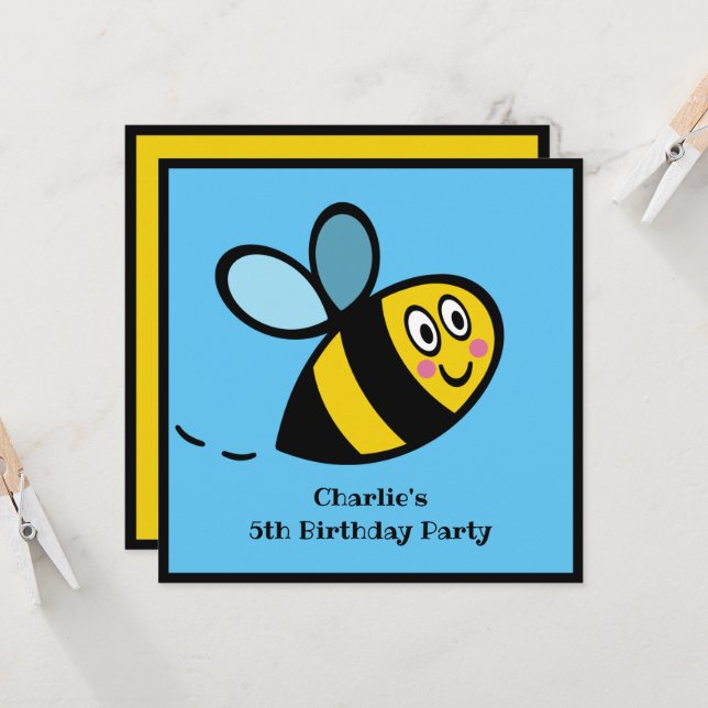 Personalized Busy Bumblebee Invitation (Front/Back In Situ)