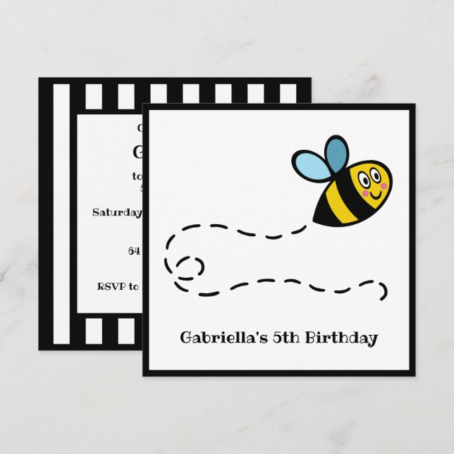 Personalized Busy Bumblebee Invitation (Front/Back)