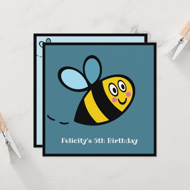 Personalized Busy Bumblebee Invitation (Front/Back In Situ)