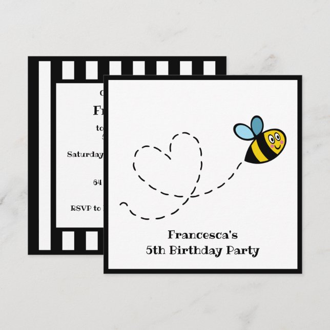 Personalized Busy Bumblebee Invitation (Front/Back)