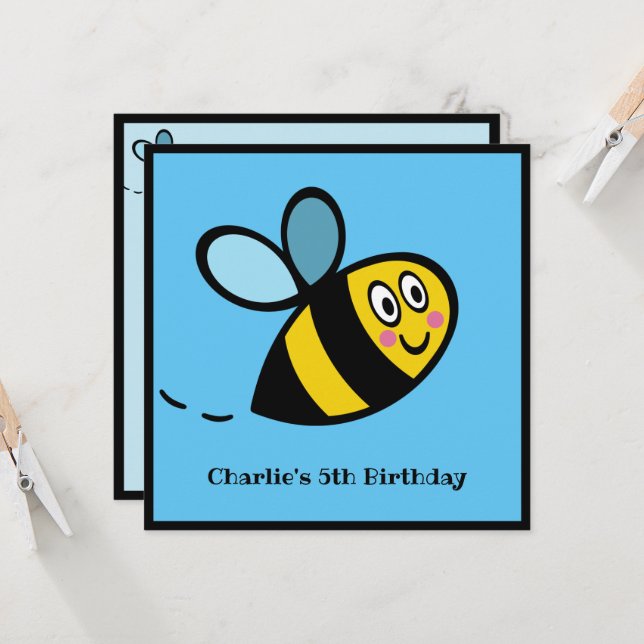 Personalized Busy Bumblebee Invitation (Front/Back In Situ)