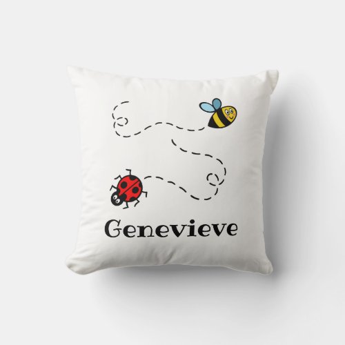 Personalized Busy Bumblebee  Ladybird Pattern Throw Pillow