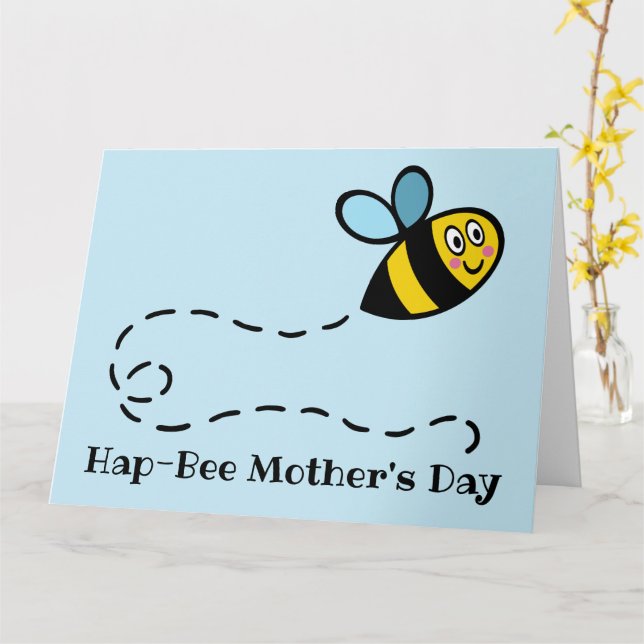 Personalized Busy Bumblebee Mother's Day Card (Yellow Flower)