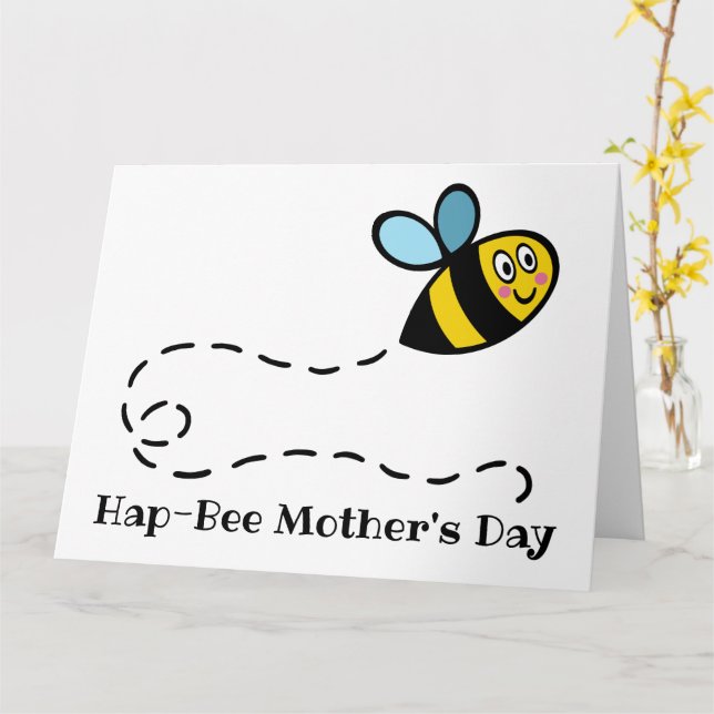 Personalized Busy Bumblebee Mother's Day Card (Yellow Flower)