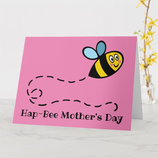 Personalized Busy Bumblebee Mother's Day Card (Yellow Flower)
