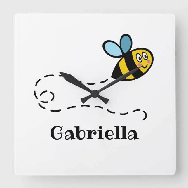 Personalized Busy Bumblebee  Square Wall Clock (Front)
