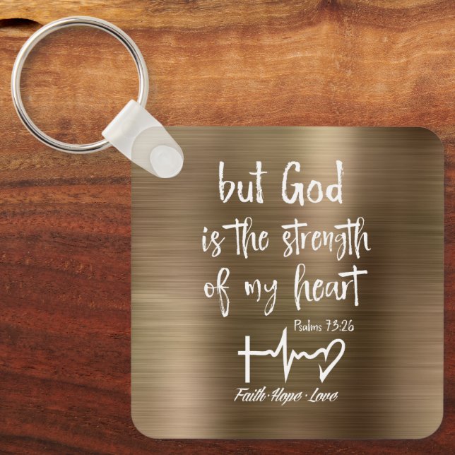 Personalized But God Psalms Bible Verse Keychain (Front)