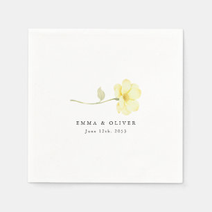 Personalized Butter Yellow Ivory Floral Wedding Napkins