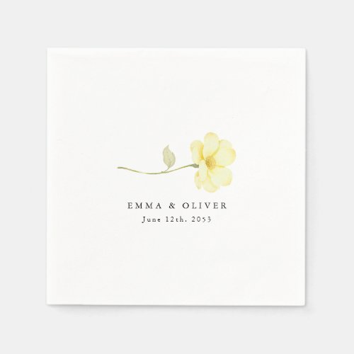 Personalized Butter Yellow Ivory Floral Wedding Napkins