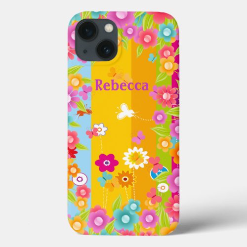 Personalized Butterflies and flowers iPhone 13 Case