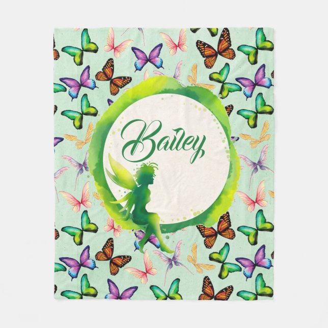 Personalized Butterflies Fleece Blanket (Front)