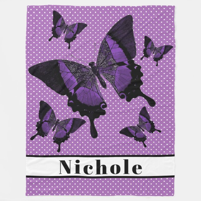 Personalized Butterflies Fleece Blanket (Front)