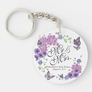 Personalized Butterflies Floral Wedding Keychain