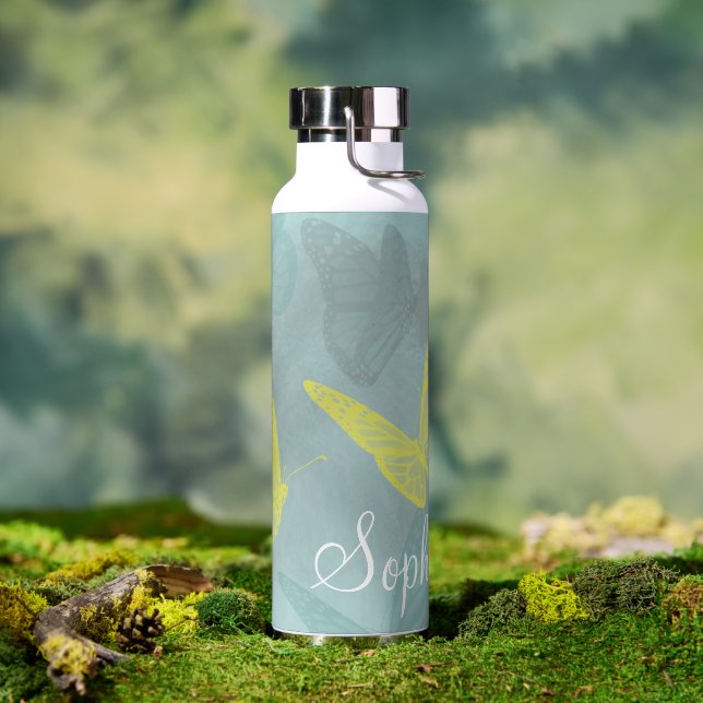 Personalized Butterflies Grunge Water Bottle (Outdoor)