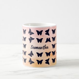 Personalized Butterflies in Flight Peach Ombre