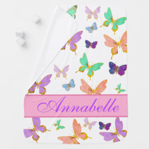Personalized butterfly baby blanket