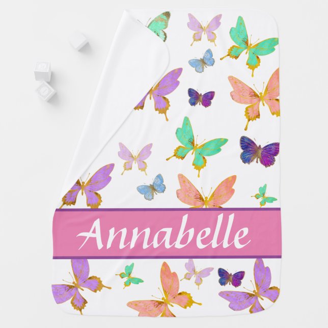 Personalized butterfly baby blanket (In Situ)