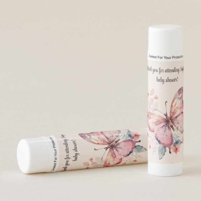 Personalized Butterfly Baby Shower Favors Gifts Lip Balm (Front)