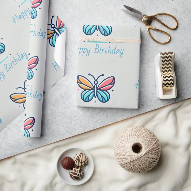 Personalized Butterfly Birthday Wrapping Paper (Crafts)