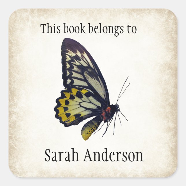 Personalized Butterfly Bookplate Sticker (Front)