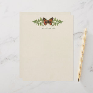 Personalized Butterfly Botanical Vintage Letterhead