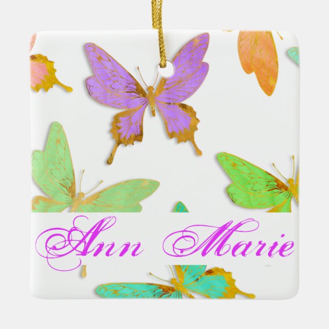 Personalized Butterfly Ceramic Ornament (Front)